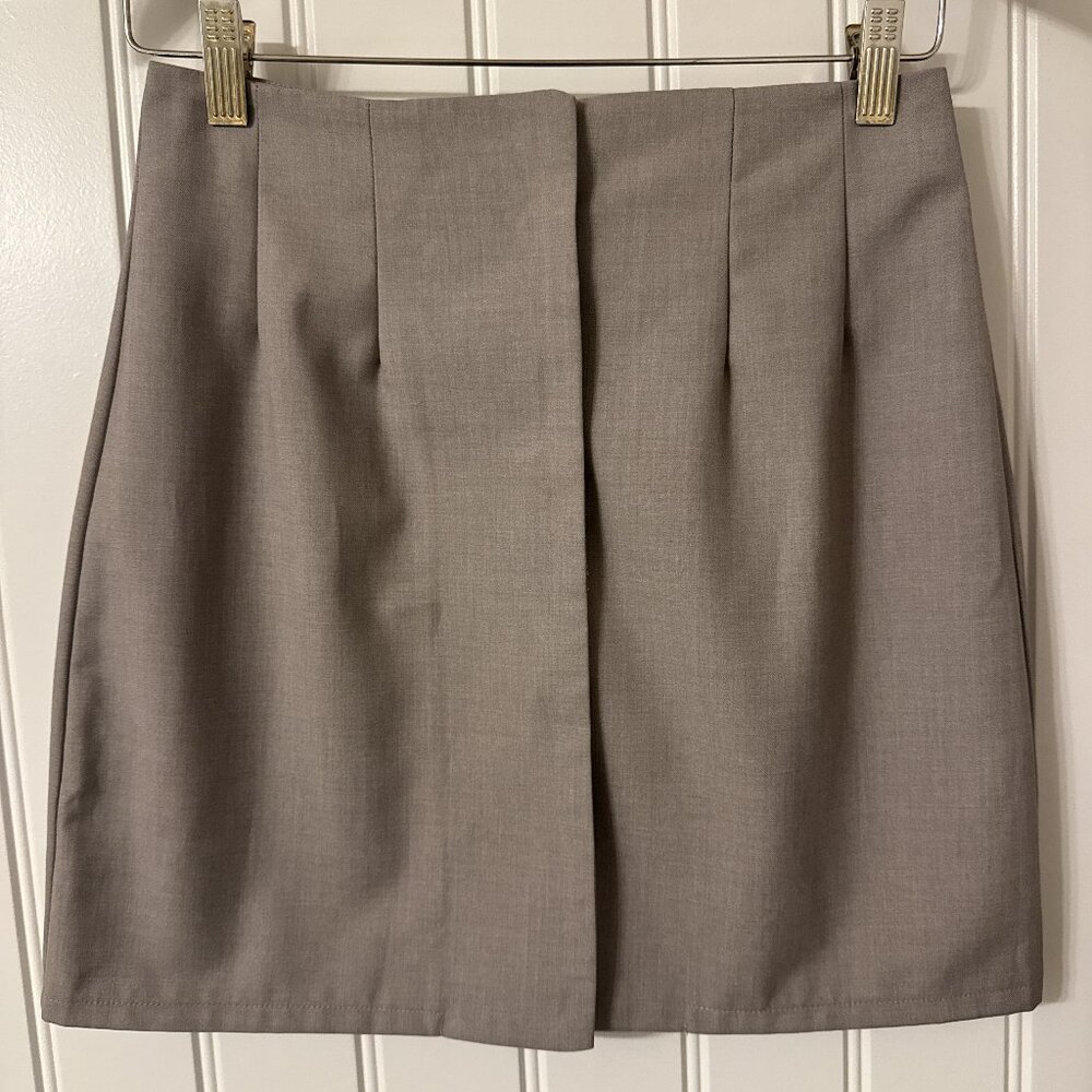 PrettyLittleThing Taupe Wrap-Over Mini Skirt